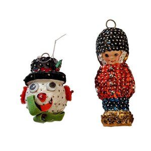 Vintage Finished Walco Kits Snowman Head & Nutcracker Soldier